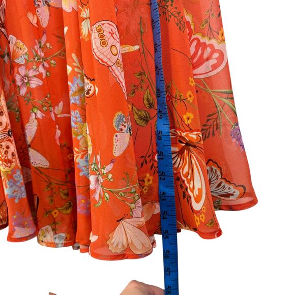 NWT My Beachy Side Begonia Flowy Cut-Out Floral Orange Maxi Dress Ring Small S - Picture 12 of 16